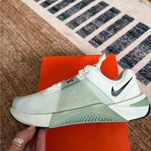 Nike Women’s size 11 Sneakers in Mint Green and White with Black Swoosh